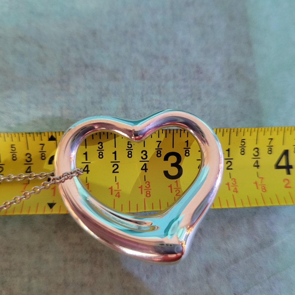 Tiffany & Co. Elsa Peretti XL 36mm Open Heart Pendant On 30" Chain